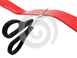 3d Red ribbon cutting ceremony