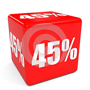 3D red sale cube. 45 percent discount.