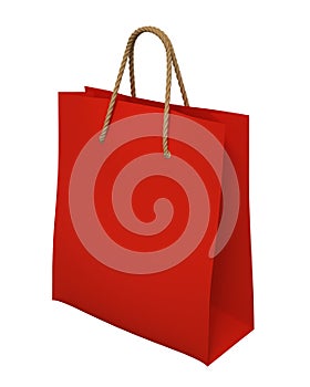 3d Red shopping bag icon isolated