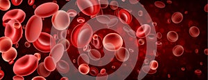 3d red streaming blood cells banner.