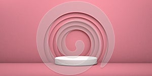 3d red vectorial round podium, pedestal or platform, background for products