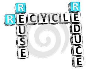 3D Reduce Reuse Recycle Crossword