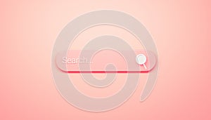 3d remdering search bar on pink background.  Minimal peach color scheme.