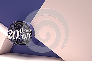 3D Render 20% OFF Sale Discount Banner Flyer Poster Illustration