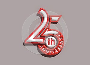 3D Render 25th Years Anniversary Celebration 3d illustration design