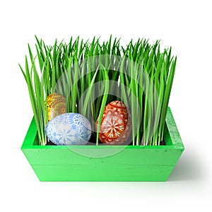 3D render of 3 folk easter eggs