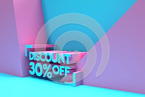 3D Render 30% OFF Sale Discount Banner with space of your text Illustration