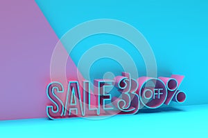 3D Render 30% OFF Sale Discount Banner with Space of Your Text Illustration