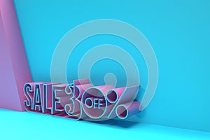 3D Render 30% OFF Sale Discount Banner with Space of Your Text Illustration