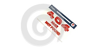 3d render of 404 error webpage isolated on white. Website 404 page not found creative concept. Website under construction page. 3d