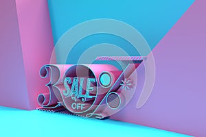 3D Render Abstract 30% Sale OFF Discount Banner