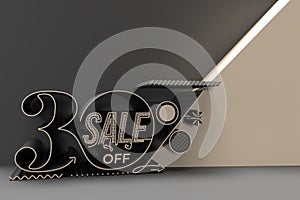 3D Render Abstract 30% Sale OFF Discount Banner