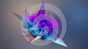 3D Render, Abstract 3D geometric futuristic background, Multicolore volume polygon element