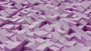 3d render abstract animation motion design geometric cubes sci-fi video game metaverse purple color blocks bricks cubic