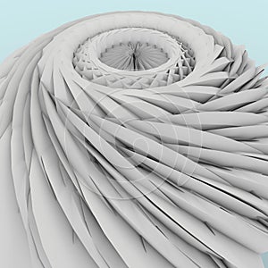 3d render of abstract art with surreal 3d machinery industrial turbine