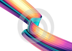 3D render abstract background. Colorful 90s style twisted shapes in motion. Iridescent digital art for poster, banner background,