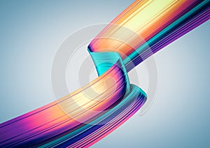 3D render abstract background. Colorful 90s style twisted shapes in motion. Iridescent digital art for poster, banner background,