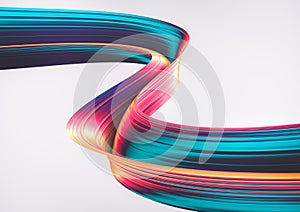 3D render abstract background. Colorful 90s style twisted shapes in motion. Iridescent digital art for poster, banner background,