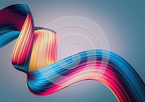 3D render abstract background. Colorful twisted shapes in motion. Computer generated digital art.