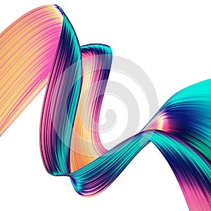 3D render abstract background. Colorful twisted shapes in motion. Computer generated digital art for poster, flyer, banner.