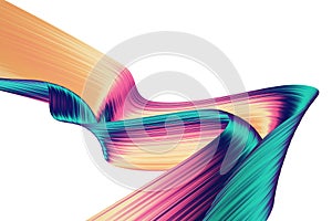 3D render abstract background. Colorful twisted shapes in motion. Computer generated digital art for poster, flyer, banner.