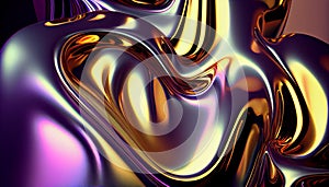 3d render, abstract background, iridescent holographic foil, metallic texture, ultraviolet wavy wallpaper, bright hue