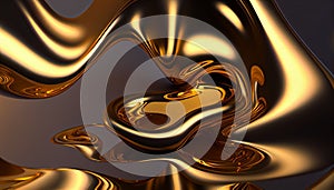 3d render, abstract background, metallic texture, golden in color, golden and luxurious, bright hue colors, fluid