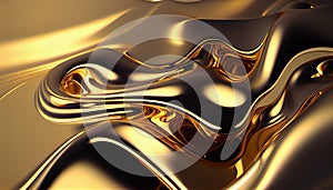 3d render, abstract background, metallic texture, golden in color, golden and luxurious, bright hue colors, fluid