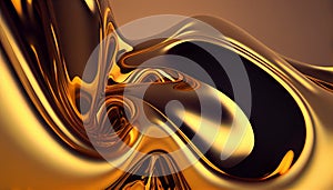 3d render, abstract background, metallic texture, golden in color, golden and luxurious, bright hue colors, fluid