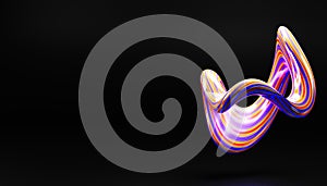 3d render, abstract background, modern curved shape, deformation, colorful lines, neon light, distorted object. 3D