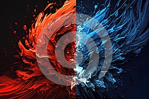 3d render, abstract background, red and blue, creative design