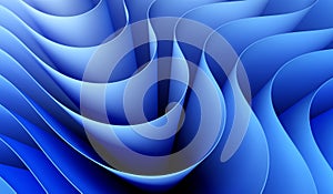 3D render abstract background of smooth lines of spline blue waves