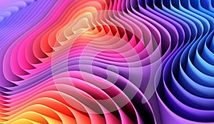 3D render abstract background of smooth lines of spline gradient multicolor waves with dof