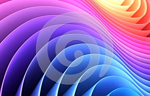3D render abstract background of smooth lines of spline waves from blue to yellow