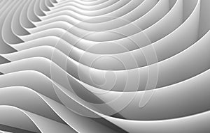 3D render abstract background of smooth lines of spline waves monochrome, with deep of field.