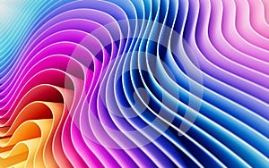 3D render abstract background of smooth lines of spline waves multicolor with deep of field