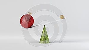 3d render, abstract balance concept. Simple colorful geometric shapes, cone, glass ball ornament. Financial statistics, business