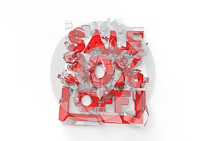 3D Render Abstract Broken 30% Sale OFF Discount Banner 3D Illustration Design