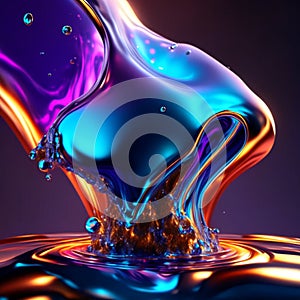 3d render of abstract colorful water splash. Colorful background. generative AI