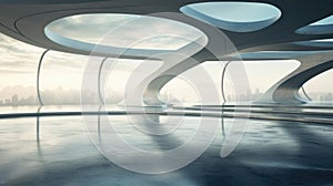 3D render of abstract futuristic glass architect