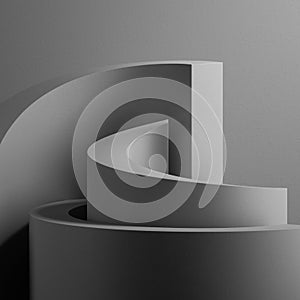 3d render, abstract gray background with modern minimal curvy serpentine shapes