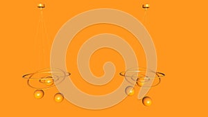 3d render abstract Halos on orange background