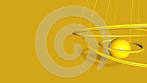 3d render abstract Halos on yellow background