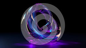 3D Render Of An Abstract Holographic Purple Sculpture