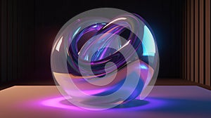 3D Render Of An Abstract Holographic Purple Sculpture