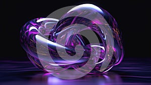 3D Render Of An Abstract Holographic Purple Sculpture