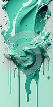 3d render, abstract liquid background, green paint splashing on wall