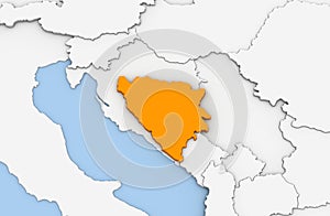 3d render of abstract map of Bosna and Hercegovina