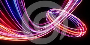 3d render. Abstract neon background of glowing lines. Fantastic wallpaper
