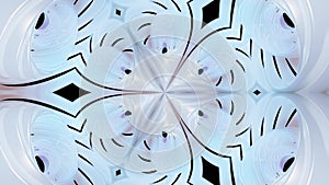 3d render. Abstract pattern. Kaleidoscope effect with symmetrical structure with round thing like rings or circles